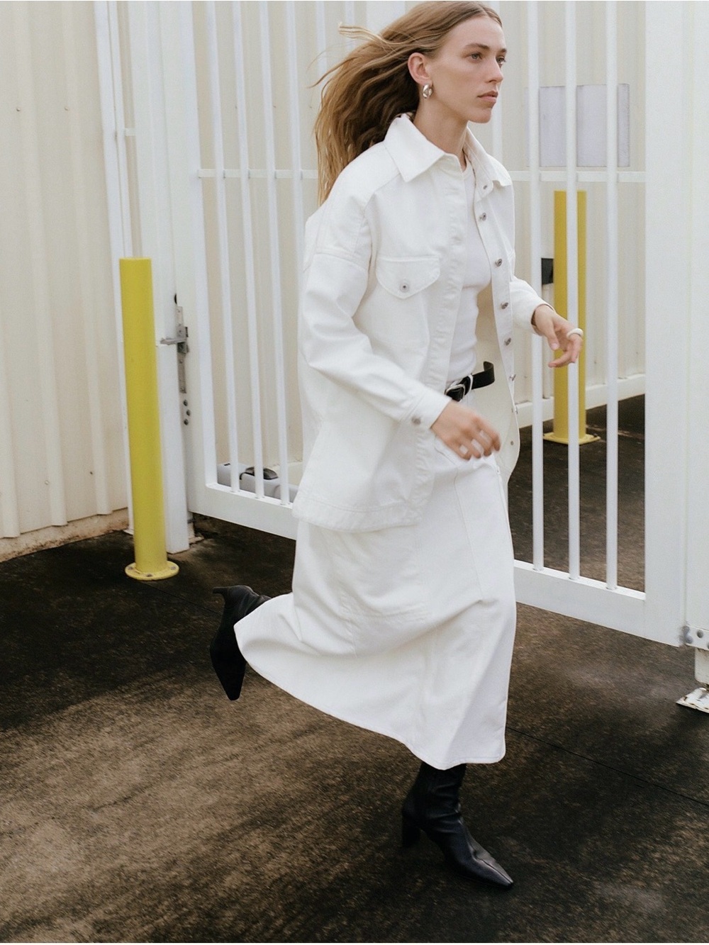 Women's White Denim Skirt MSRP $397